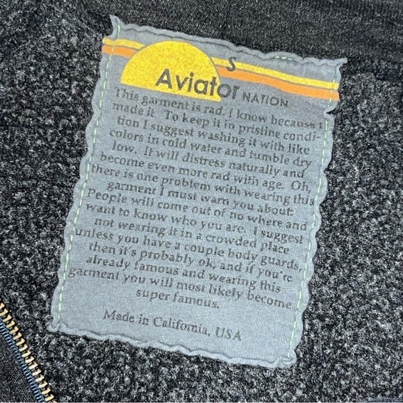 Aviator Nation Gray Stripped Zip Up Hoodie - Picture 6 of 6